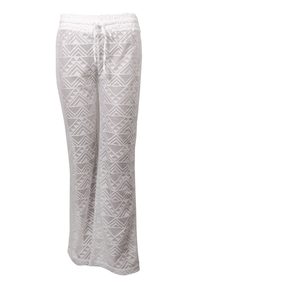 Miken Women's Crochet Lace Pants Swim Cover-Up (XS  White)